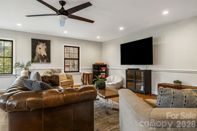 a living room with furniture and a flat screen tv