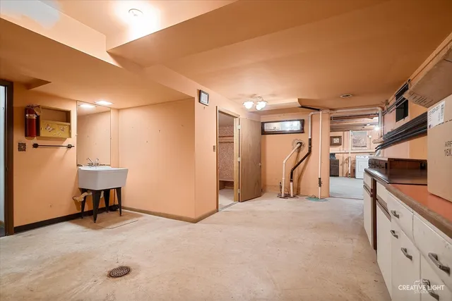 a room with furniture and air hockey table