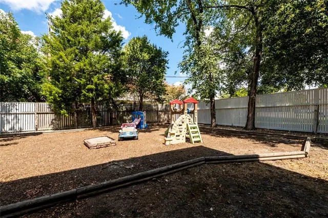 a view of yard with swimming pool and trees