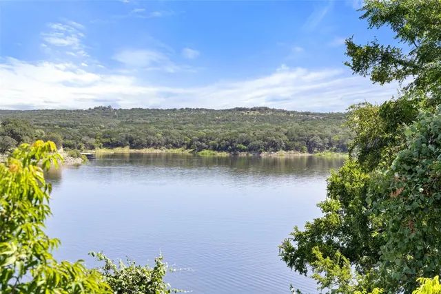 a view of a lake with a mountain in the background