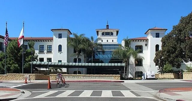 a view of a building with a street