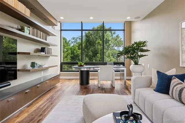 a living room with furniture