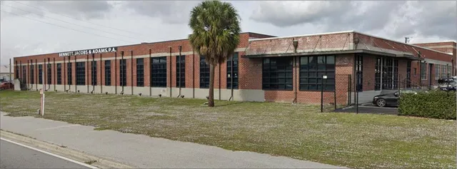 a view of a building with a outdoor space