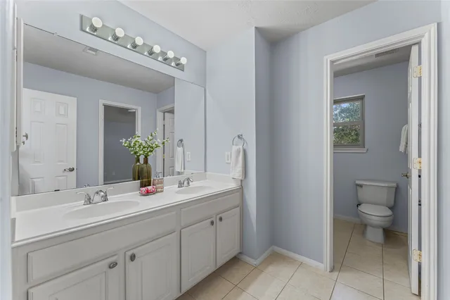 a bathroom with a toilet a sink and mirror