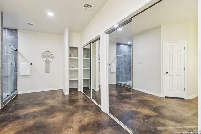 a bathroom with a bathtub