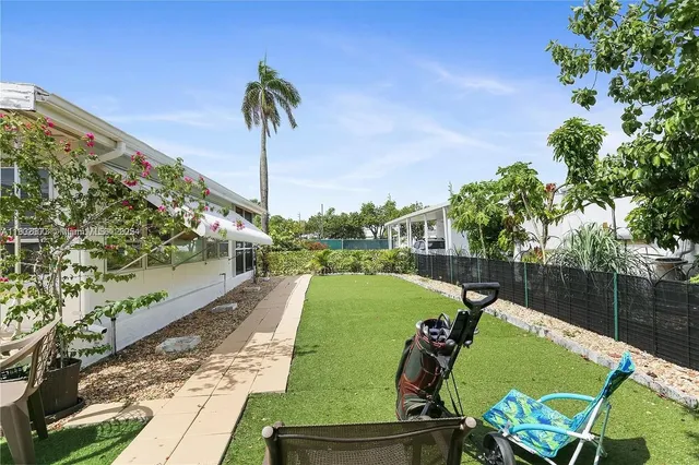 a view of a garden from a terrace