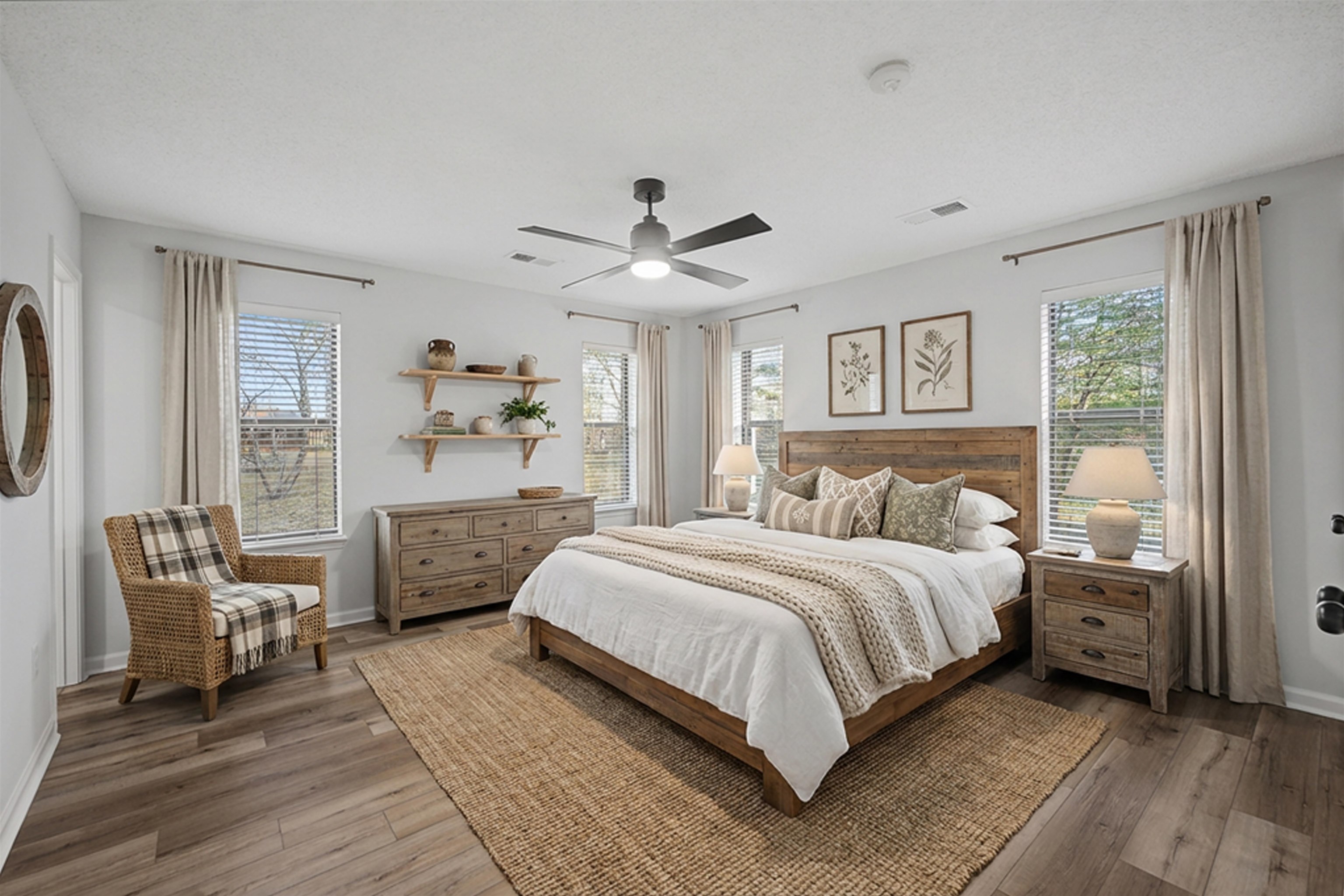 632 Cullum Road Munford, TN 38058 - Photo 20 of 38 Staged with Ai Primary bedroom with light wood-style flooring and ceiling fan