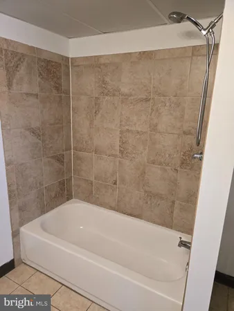 a bathroom with a shower and a bath tub