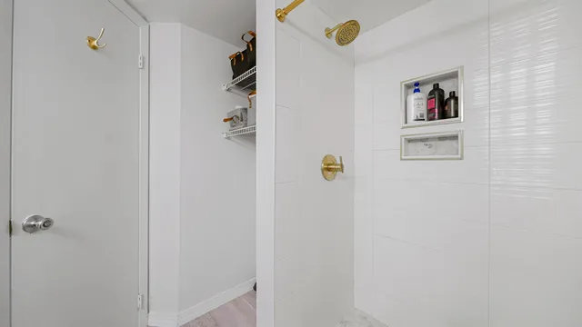 a bathroom with a shower