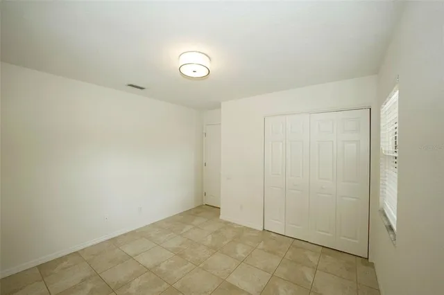 an empty room with a workbench