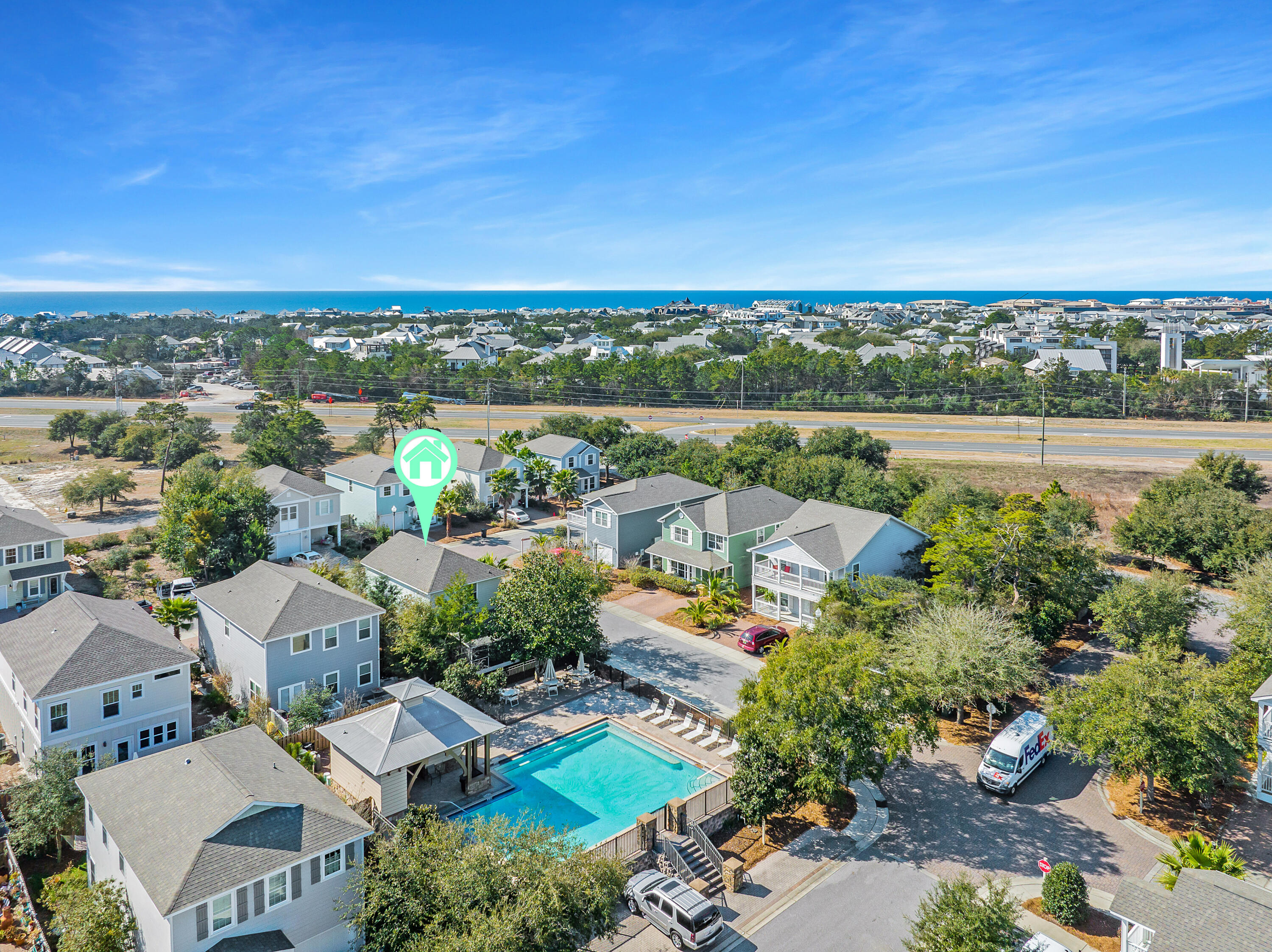 44 St Vincent Lane Inlet Beach, FL 32461 - Photo 35 of 45 an aerial view of a house with a lake view