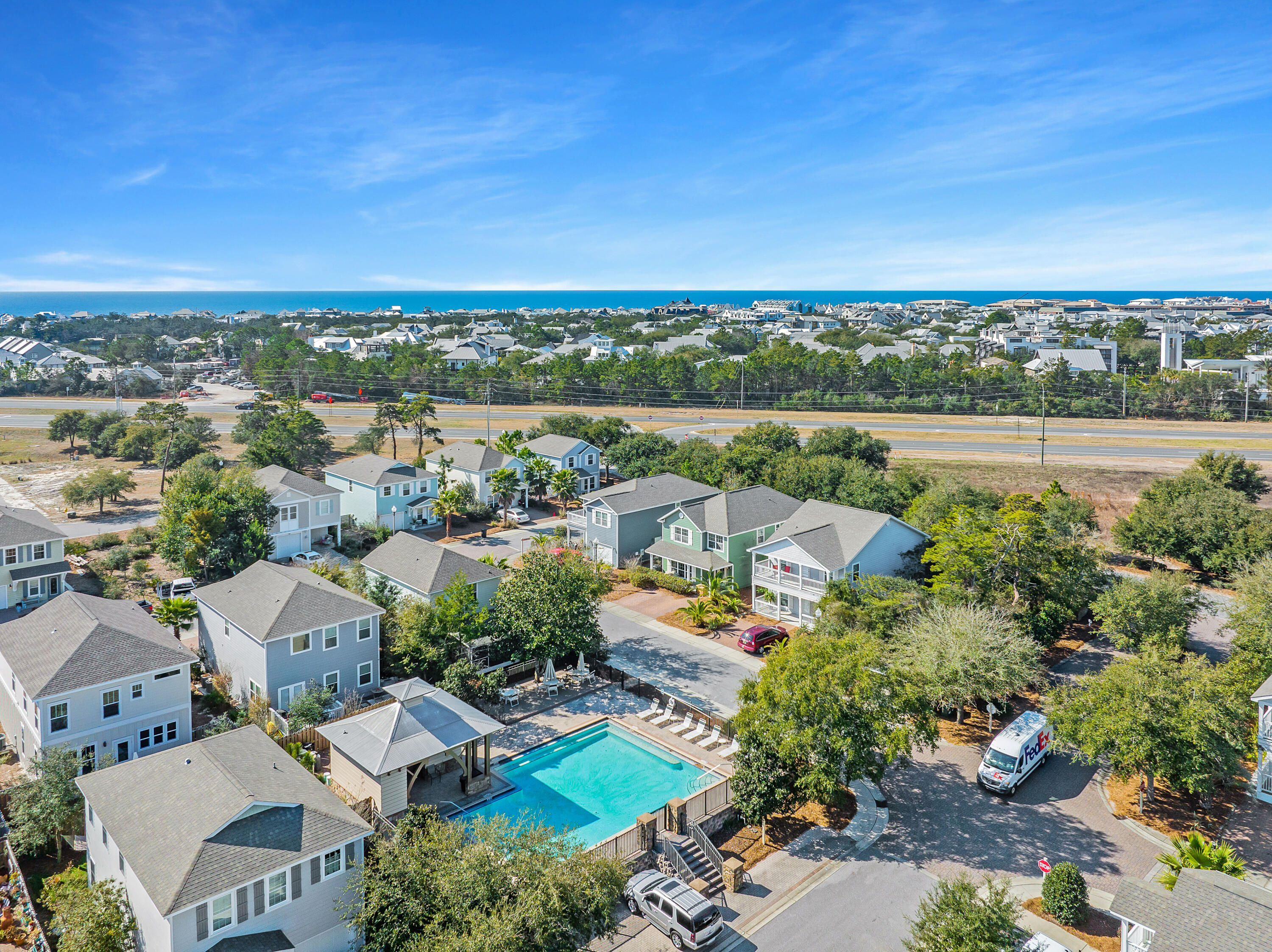44 St Vincent Lane Inlet Beach, FL 32461 - Photo 36 of 45 an aerial view of a house with a lake view