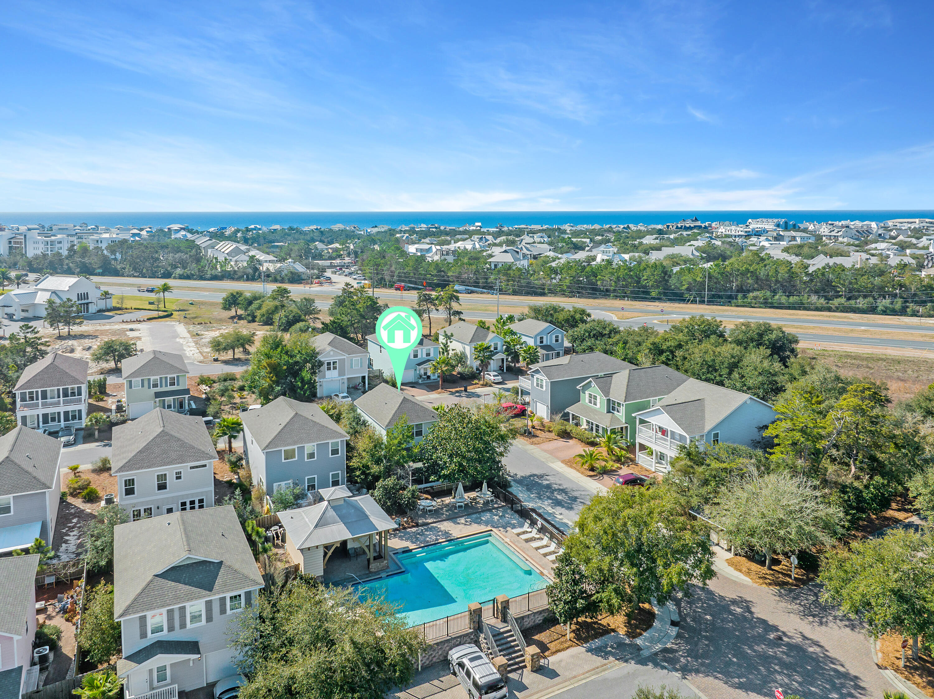 44 St Vincent Lane Inlet Beach, FL 32461 - Photo 37 of 45 an aerial view of a city with lots of residential buildings ocean and mountain view in back