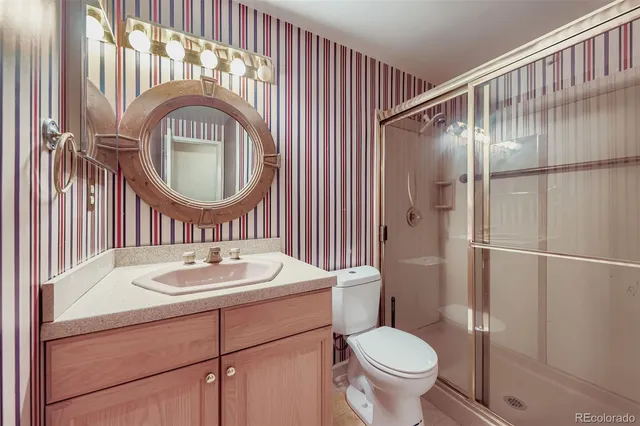 a bathroom with a toilet a sink and a mirror