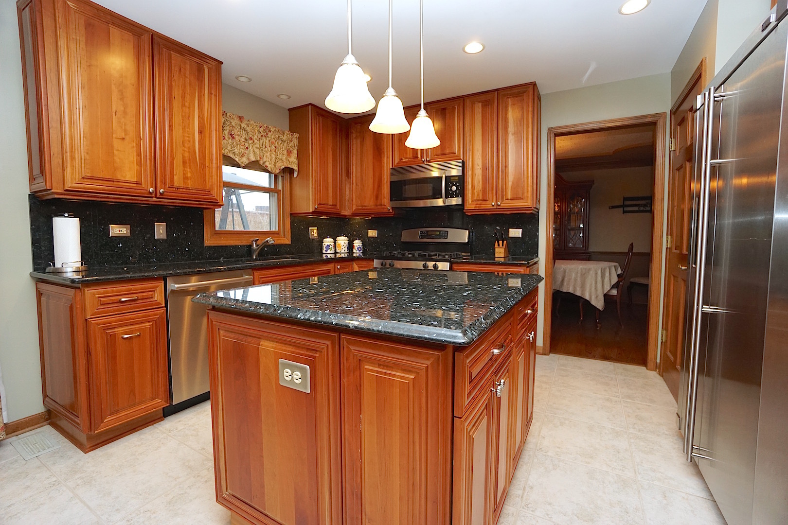 1611 Canyon Run Road Naperville, IL 60565 - Photo 9 of 23 a kitchen with stainless steel appliances granite countertop wooden cabinets and a granite counter tops