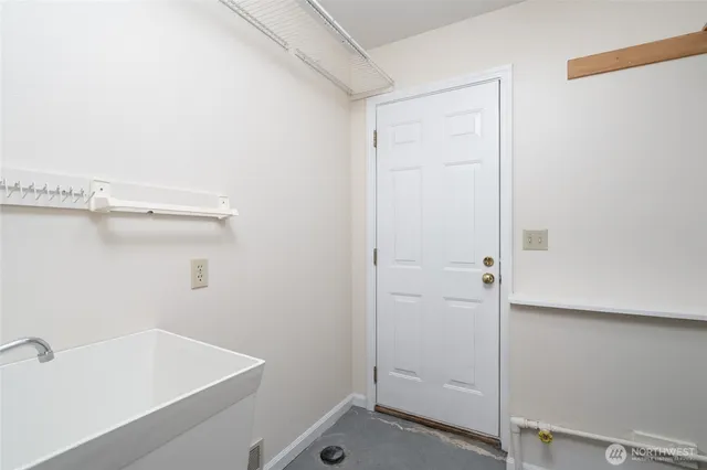 a bathroom with a bathtub