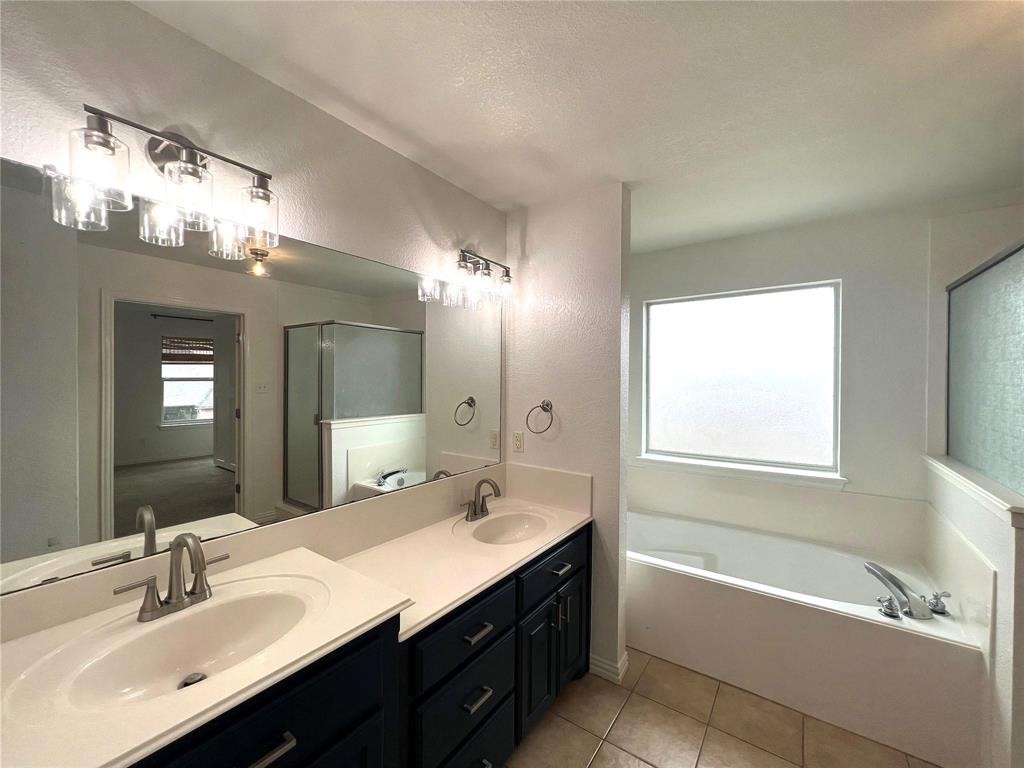 306 Howard Way Drive Aledo, TX 76008 - Photo 14 of 23 a bathroom with a tub double sink and a mirror