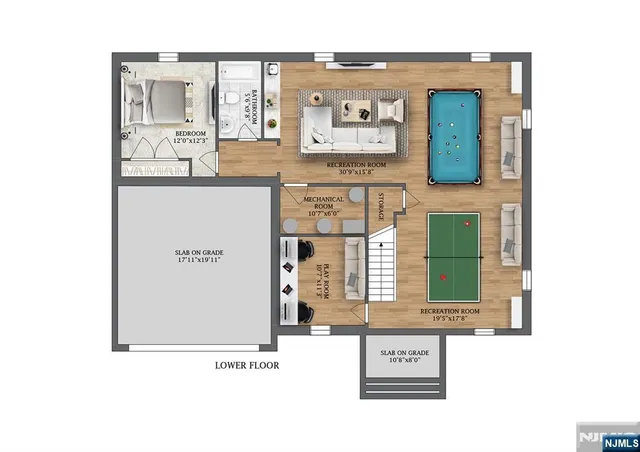 a picture of a bench in front of a building