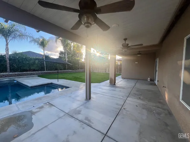 a view of a porch with garden