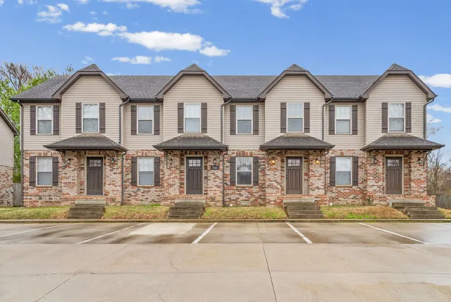 a front view of multiple houses
