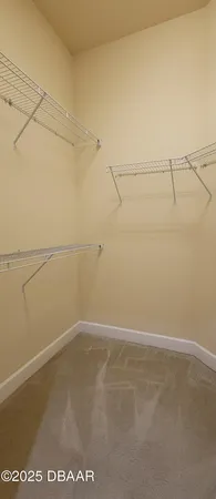 a view of a room with racks on the wall