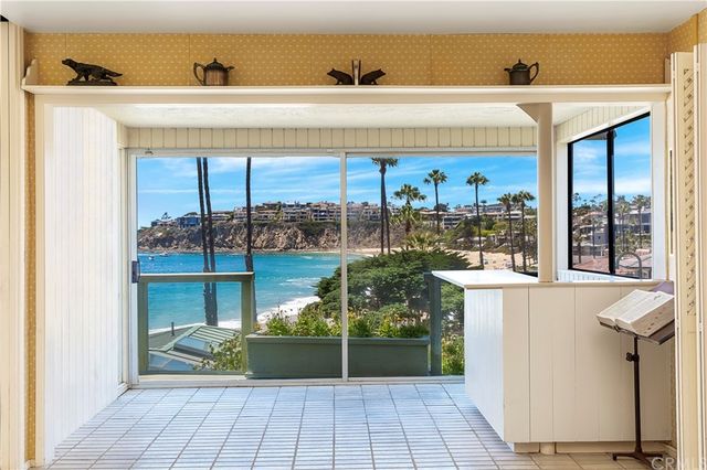 a view of a terrace with a garden