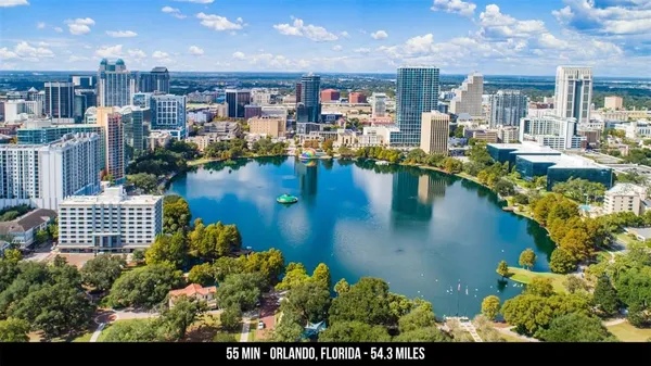 a view of a lake with a building