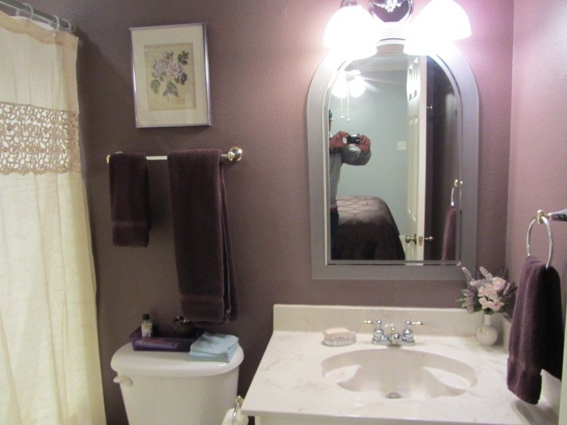 1914 20th Street Huntsville, TX 77340 - Photo 20 of 23 a bathroom with a sink and mirror with toilet