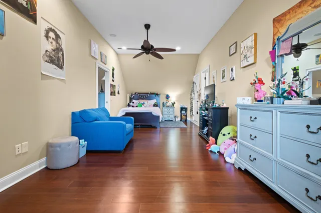 a view of a workspace with furniture and toys
