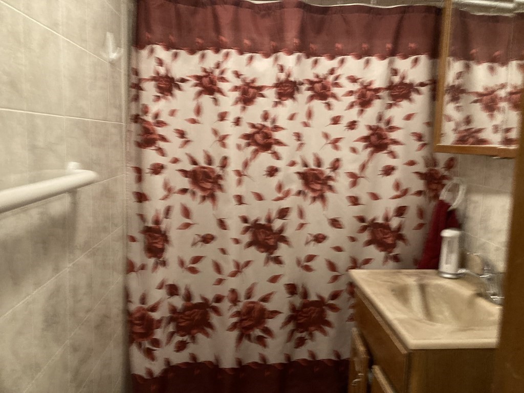 274 Plantation Street Worcester, MA 01604 - Photo 17 of 27 a bathroom with a sink and a shower curtain