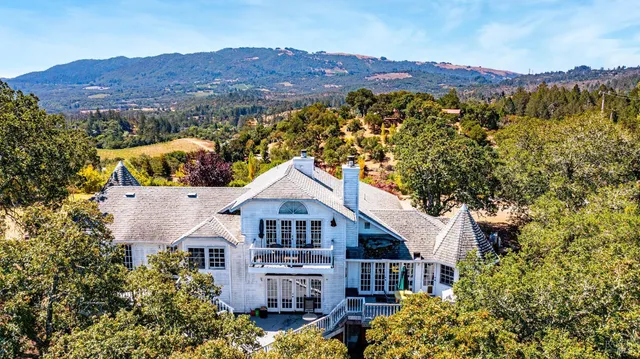 an aerial view of a house