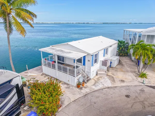 a view of a backyard with plants and a lake view