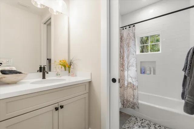 an aerial view of a house and yard