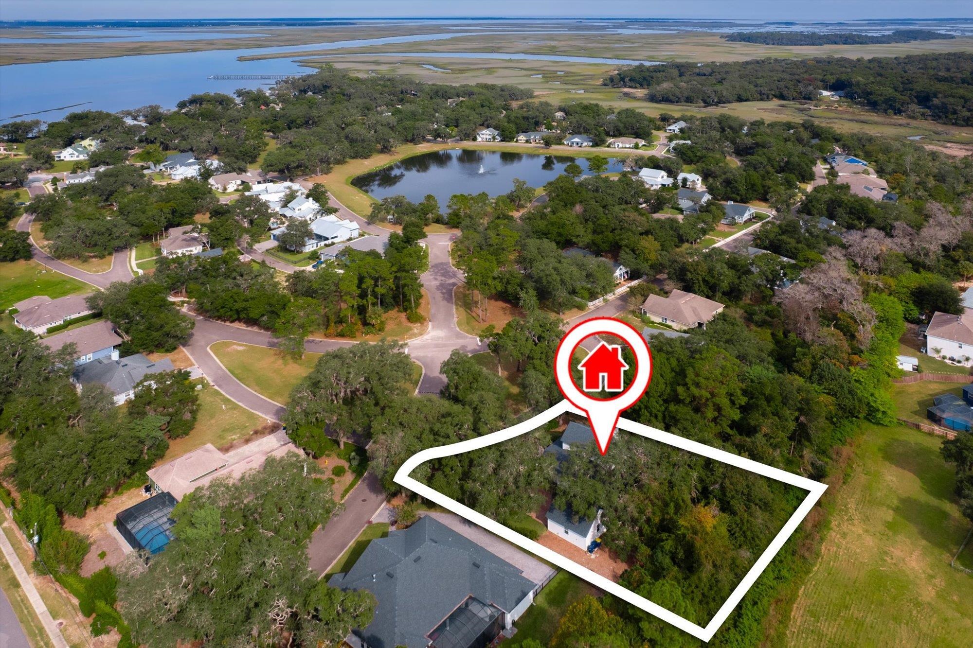 29318 Grandview Manor Yulee, FL 32097 - Photo 48 of 68 View of property location with nearby suburban area, a nearby body of water, and property boundaries highlighted