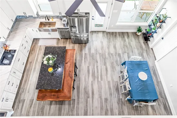 wooden floor view with sitting space and wooden floor