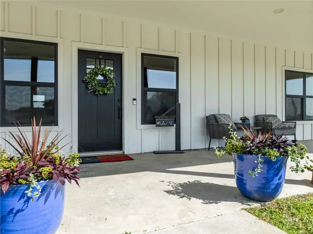 a potted plant sitting in front of a building