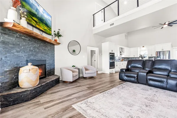 a living room with furniture