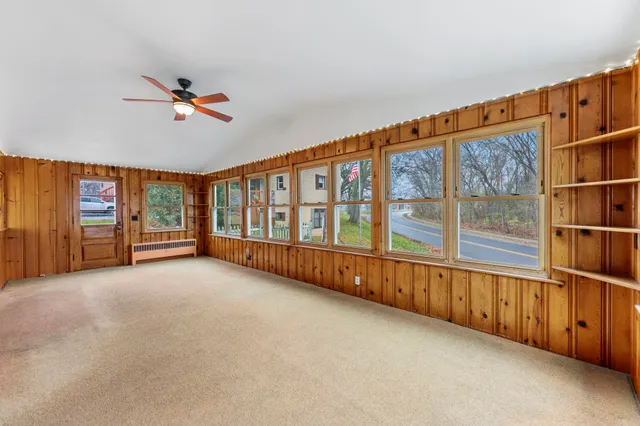 an empty room with windows