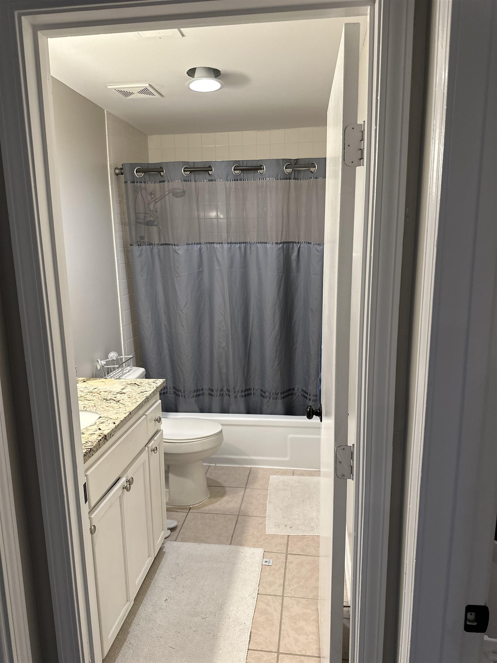3081 Rising Sun Road, Unit 46 Lakeland, TN 38002 - Photo 25 of 30 a bathroom with a granite countertop sink a toilet and a shower