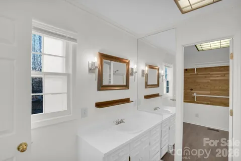 a view of a room with wooden racks