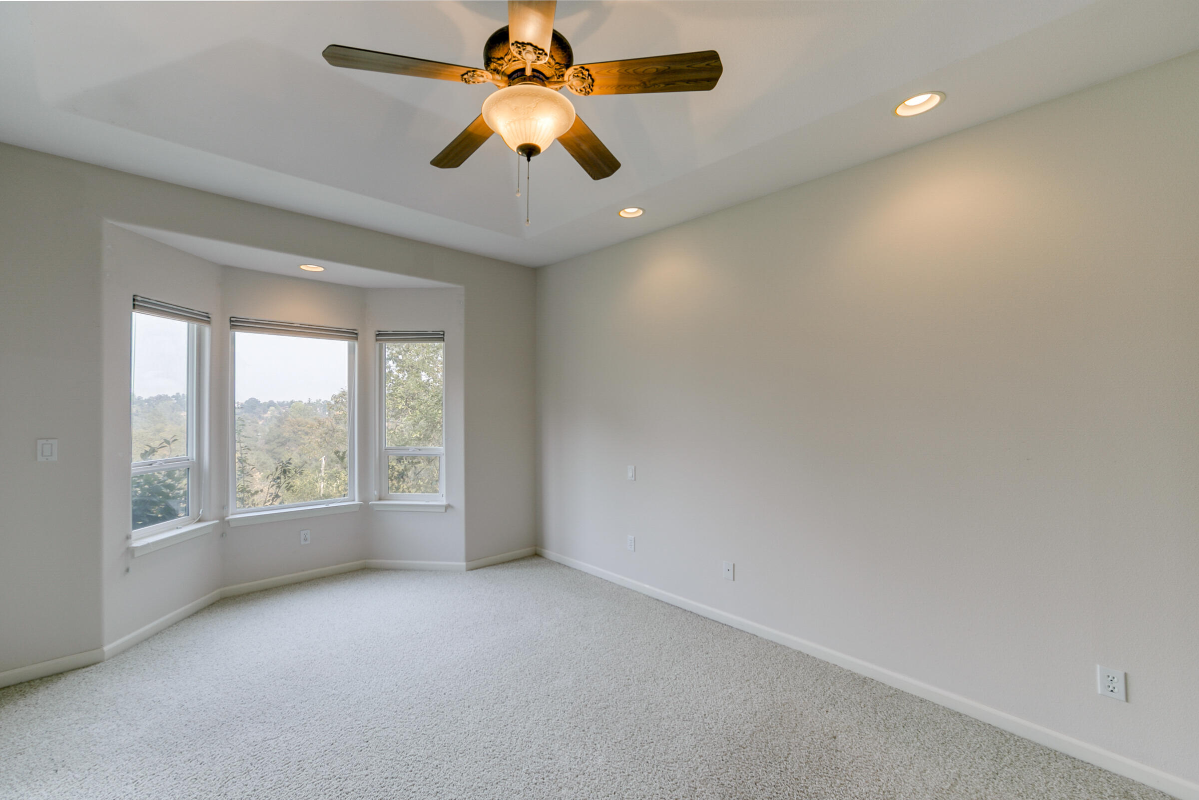 2965 Shadow Brook Lane Redding, CA 96001 - Photo 20 of 38 an empty room with windows and ceiling fan