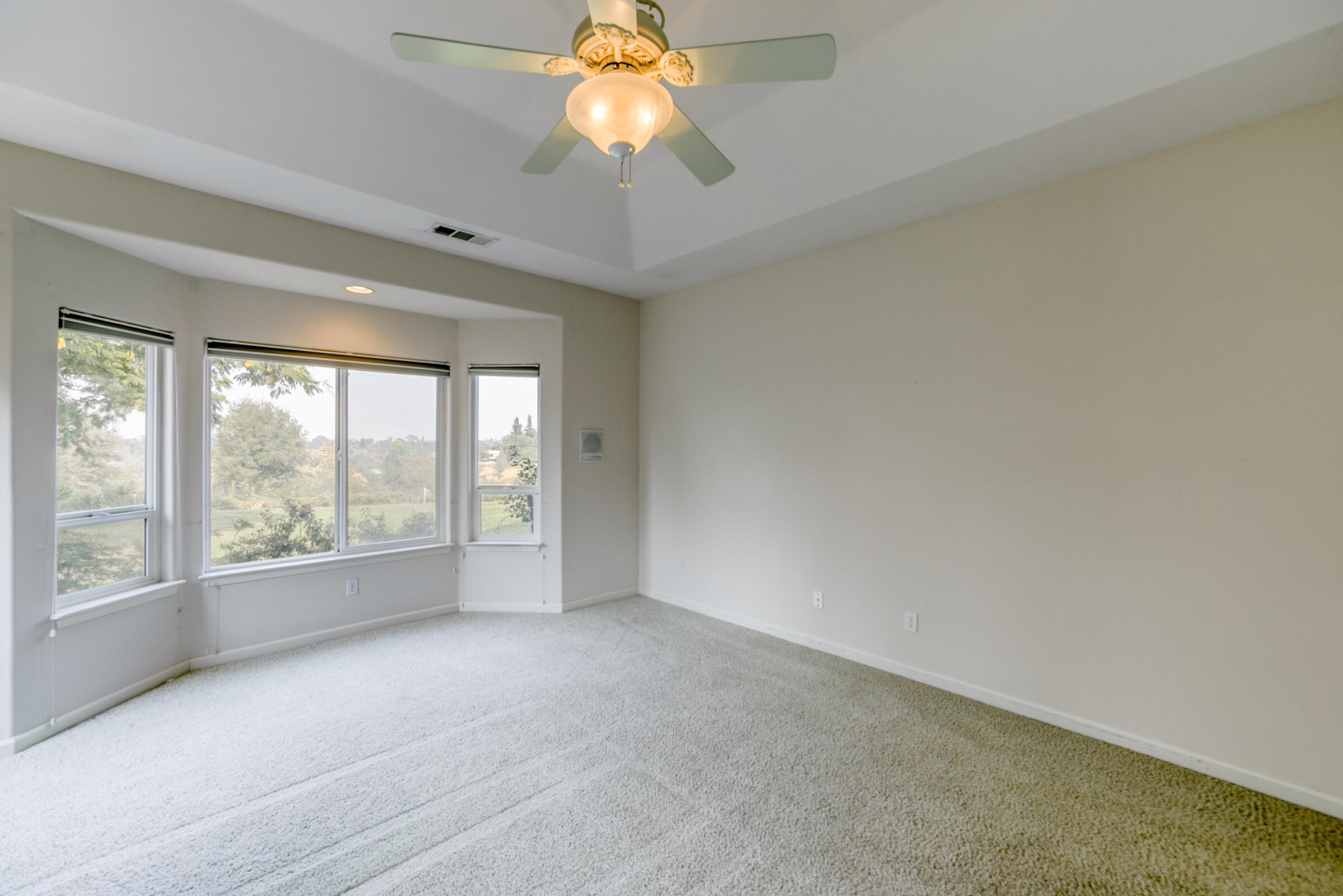 2965 Shadow Brook Lane Redding, CA 96001 - Photo 25 of 38 an empty room with chandelier fan and windows