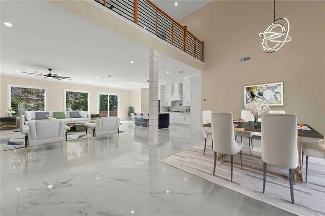 a living room with furniture