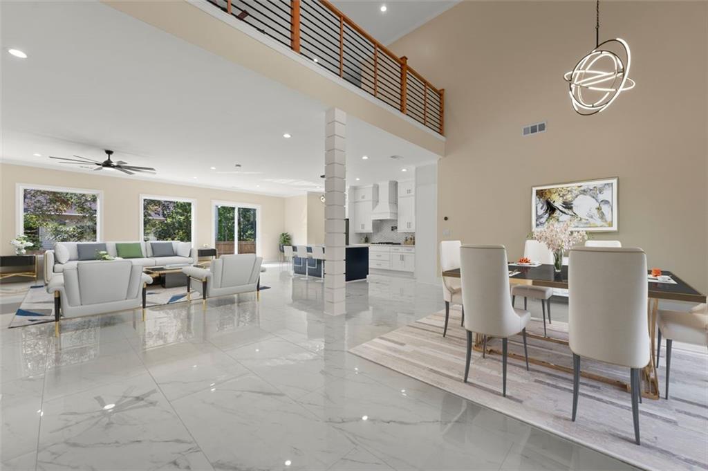 a living room with furniture