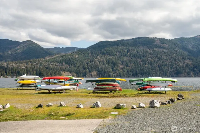 a view of swimming pool with a garden