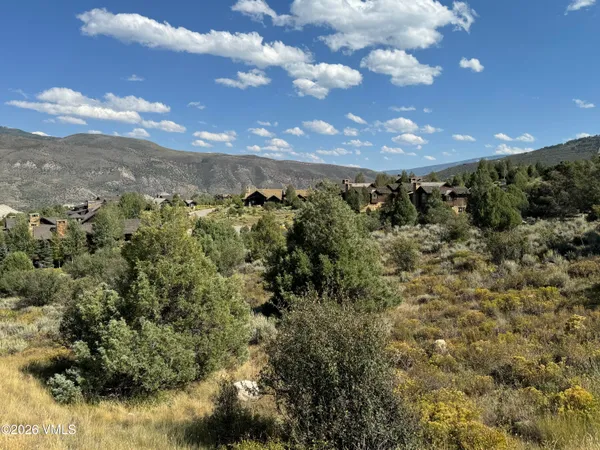 a view of a city with lots of bushes