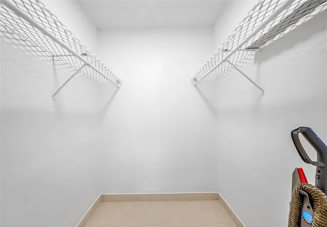 a view of small space with racks on the wall