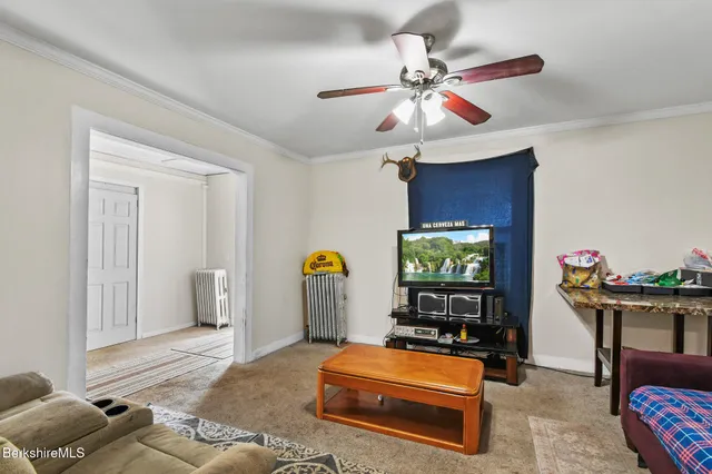 a room with furniture and a fan