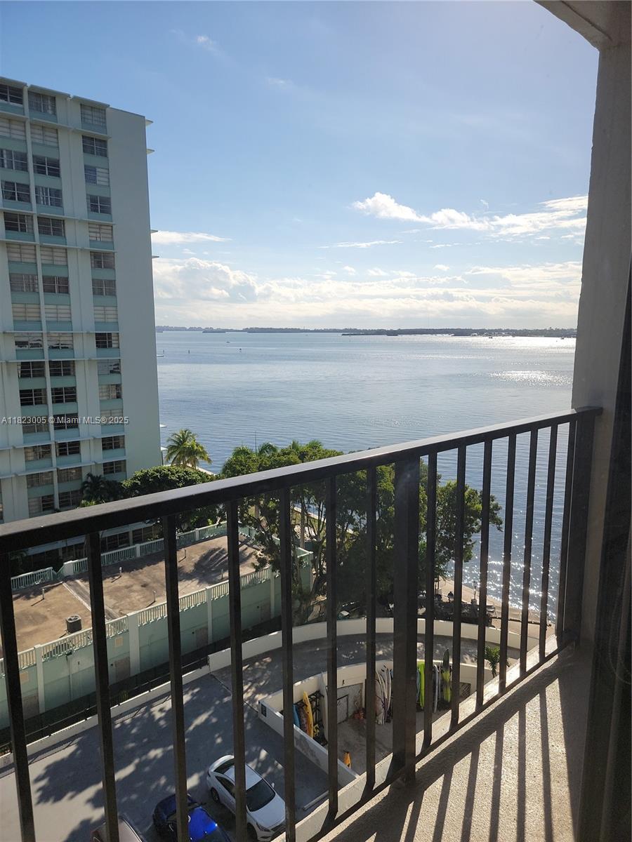 a view of city from a balcony
