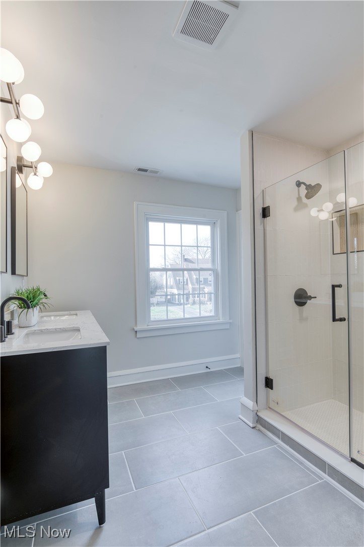 3081 Huntington Road Cleveland, OH 44120 - Photo 30 of 44 Full bathroom with visible vents, a shower stall, and a sink